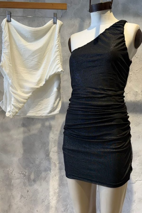 VESTIDO 1 HOMBRO FOIL BRILLOSO