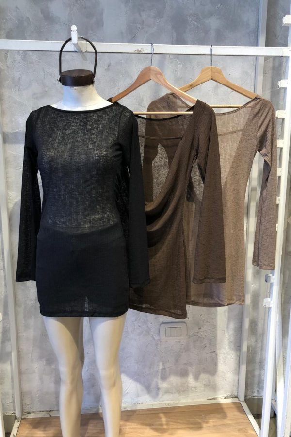VESTIDO TUL TRAMADO MANGA OXFORD