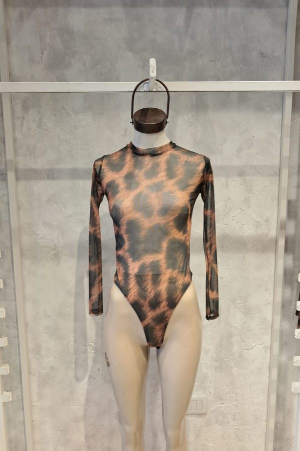 BODY TUL LEOPARDO MANGA LARGA