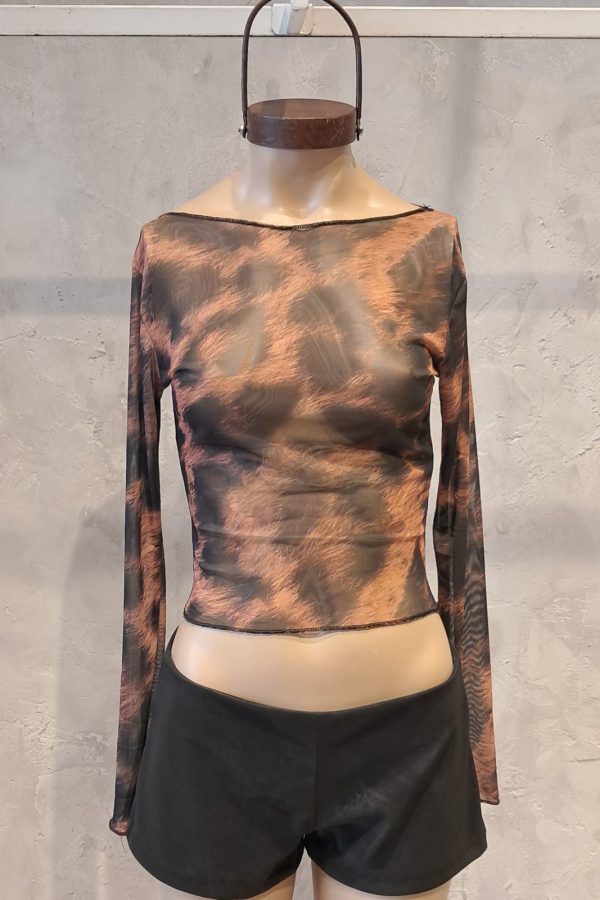 TOP TUL LEOPARDO CUELLO BOTE