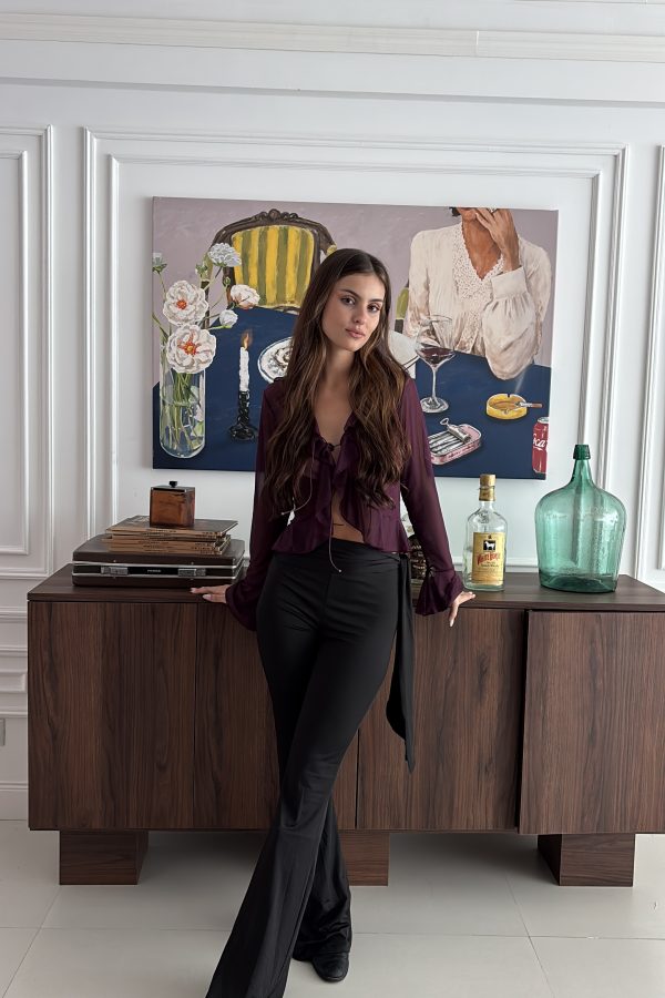 BLUSA TUL LISO CON VOLADOS CON CORDON